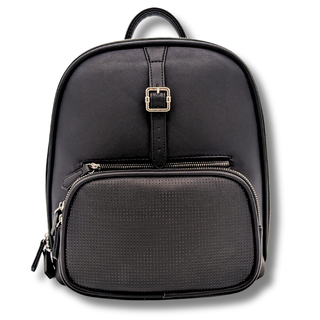 Crossbody Purse Backpack for Theme Parks w Hydration Kit. Elegant Functional. Color Pitch BLACK