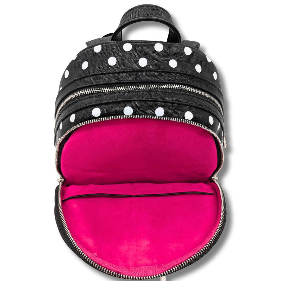 Rope Drop Backpack - Black with White Polka Dots