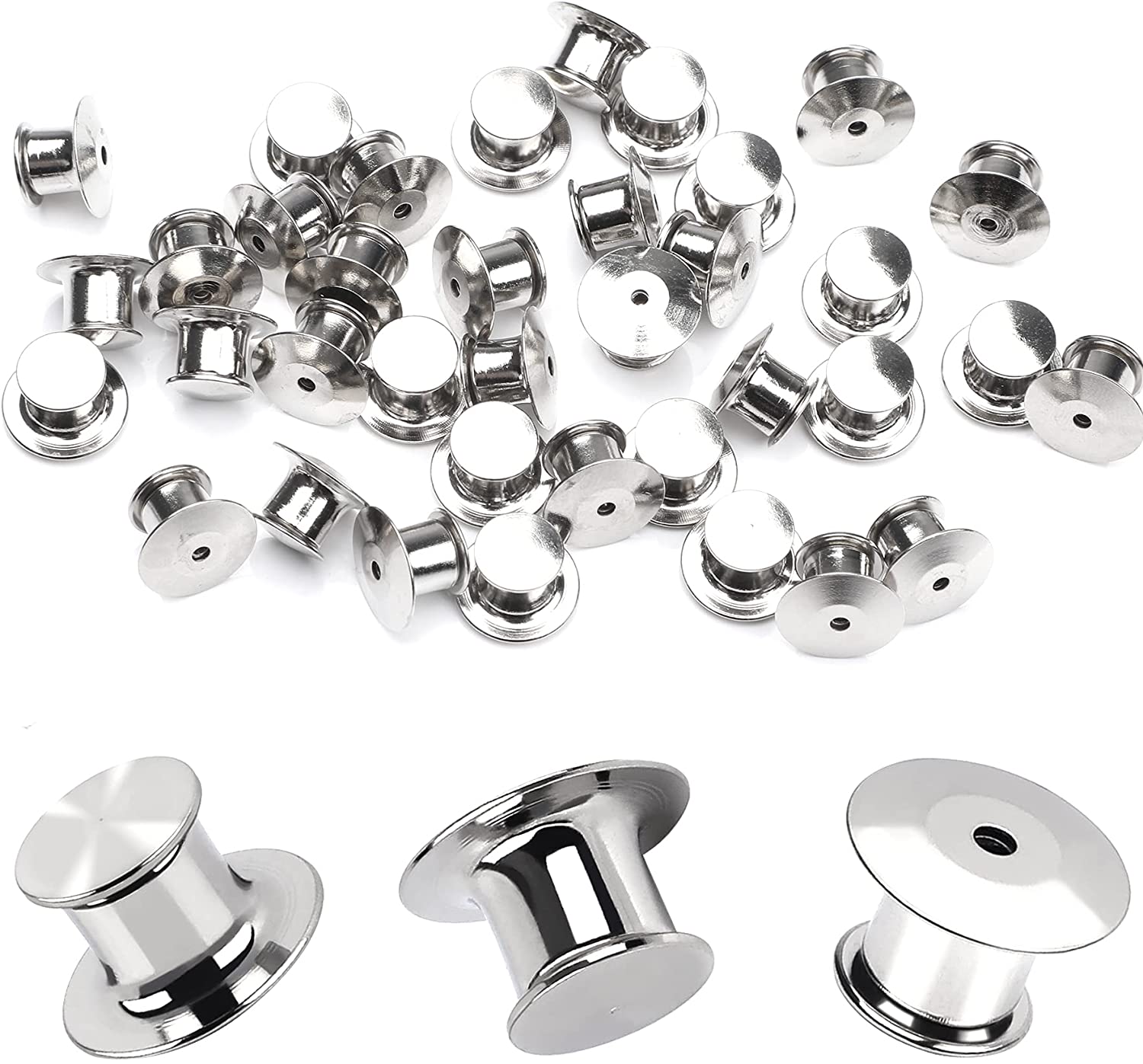 16 Metal Pin Backs Locking Replacement Pin Keepers Locking Clasp