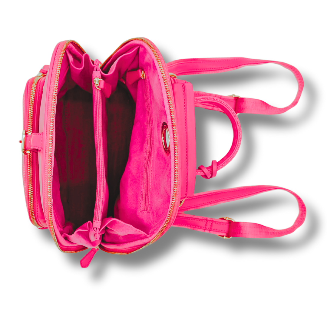 The Park View Crossbody Backpack - Vivid Pink