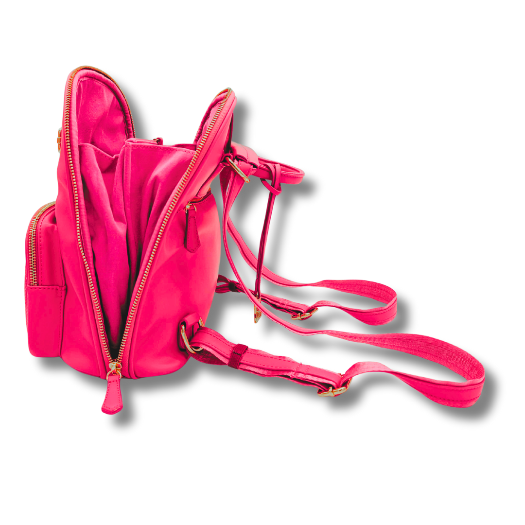 The Park View Crossbody Backpack - Vivid Pink