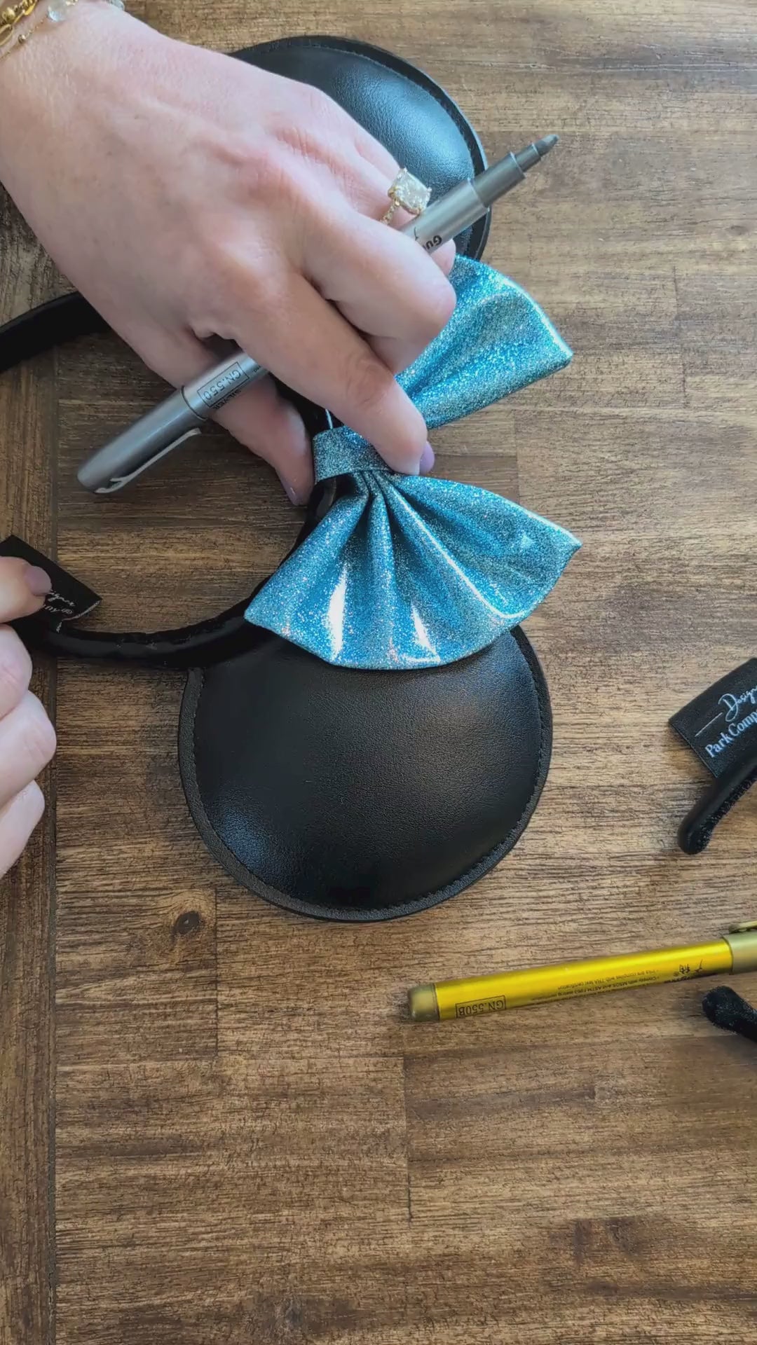 Faux Leather Mouse Ears with Removable Bow