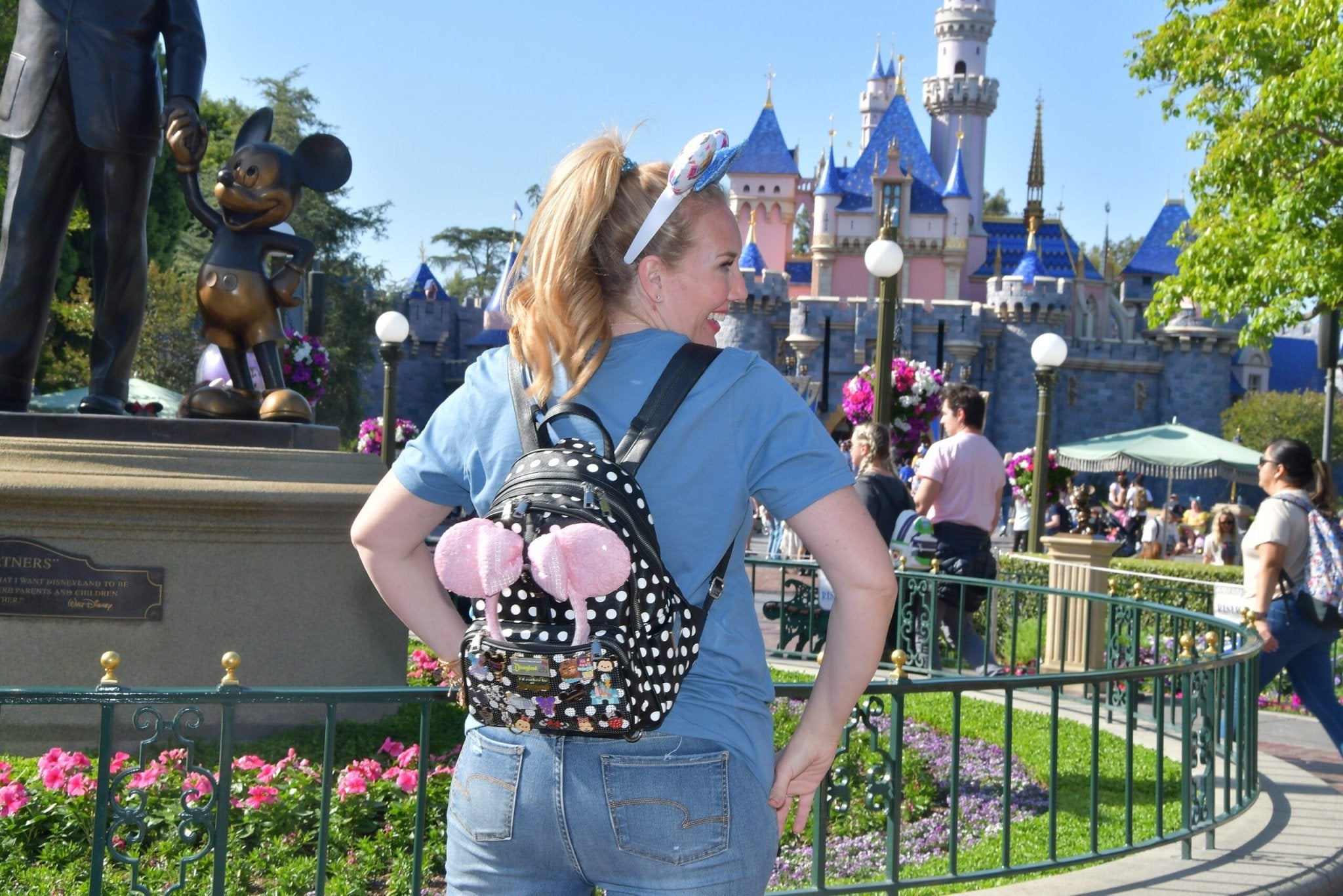 Rope Drop Backpack - Black with White Polka Dots