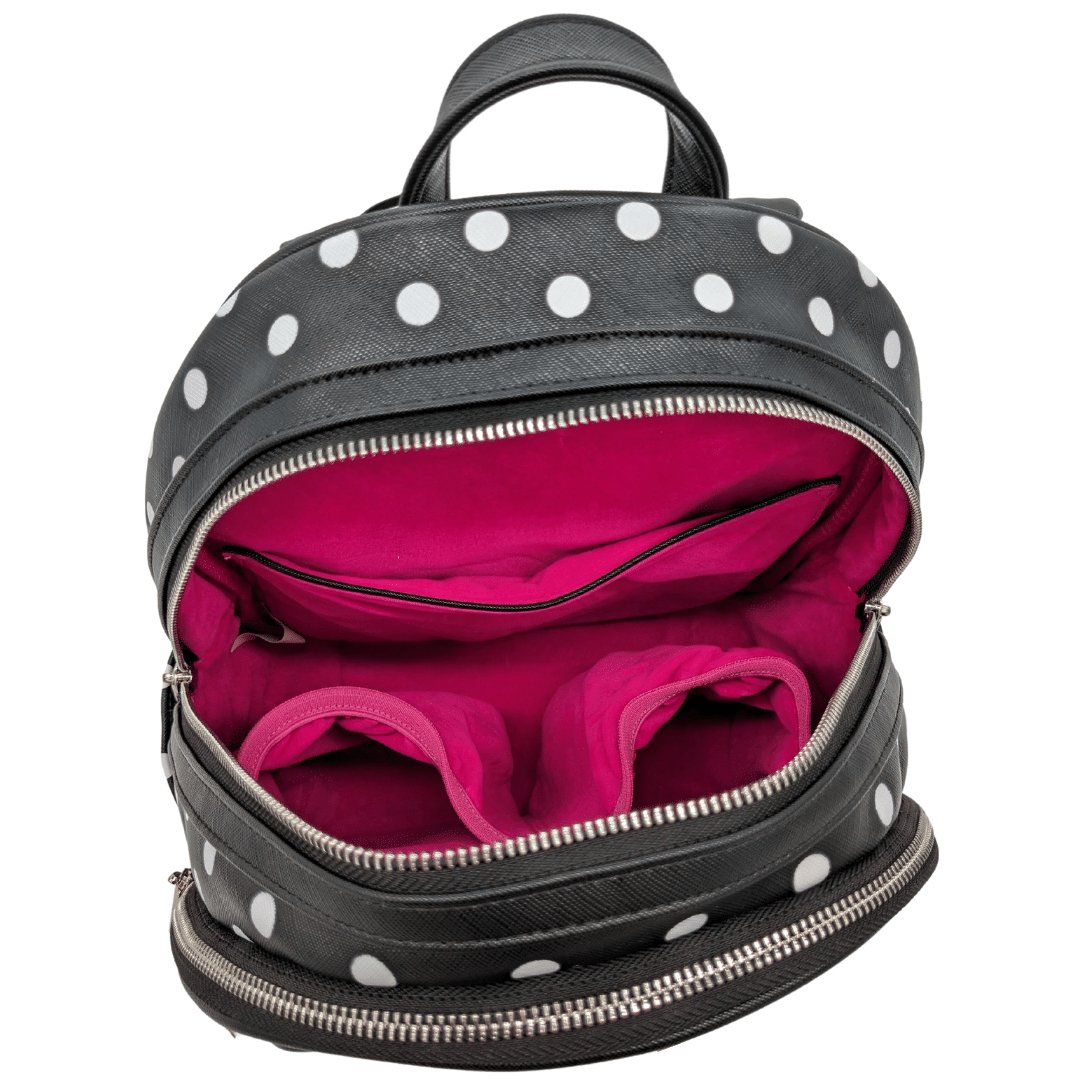 Rope Drop Backpack - Black with White Polka Dots