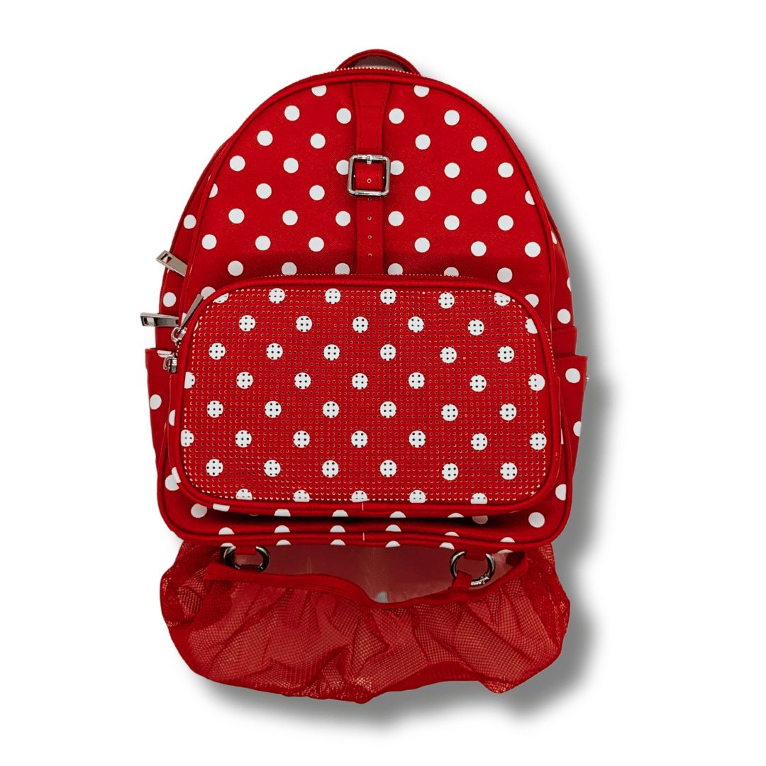 Rope Drop Backpack (Minnie Dot) with Schweitzer Hydration Kit and 10 Locking Pin Backs