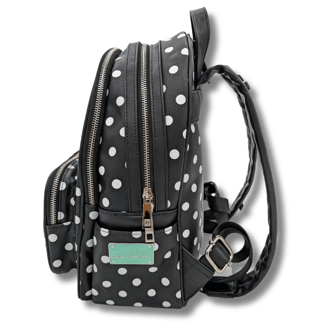 Rope Drop Backpack Black with White Polka Dots Designer Park Company